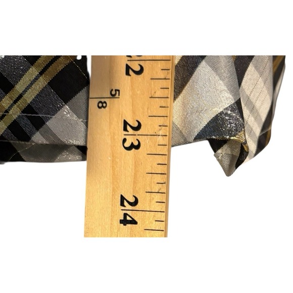 Nannette Kid Dress 8 Black Velvet Plaid Gold Bow Cap Sleeve Crinoline Shine Gray - Picture 9 of 10